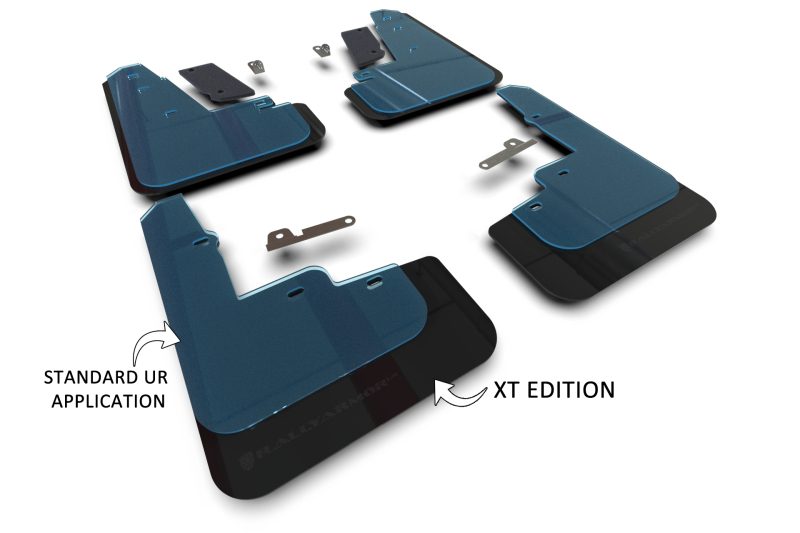 Ford Mach-E Mud Flap Kit - Rally Armor - Rally Edition UR - Black/Metallic Black Logo - `21-`25